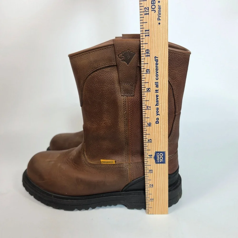 Herman Survivors Bison Mens 9 Brown Waterproof Steel Toe Pull On Work Boots